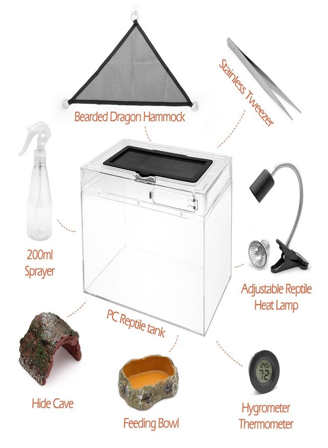 AZV Reptile Terrarium Starter Kit,8 Piece Small Reptile Tank with Escape-Proof Locks,Mesh Top,Multi-Vent Compatible Habitat,Durable Clear PC,Easy-Clean Waterproof Base for Geckos,Frogs,Spiders Small - Image 5